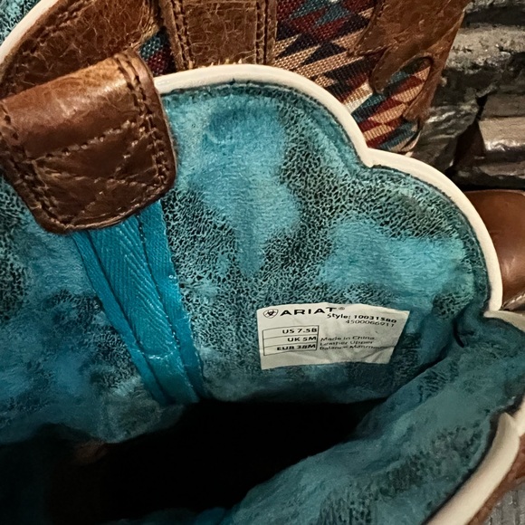 Ariat Teal and Black Leather Western Boots - Picture 11 of 13